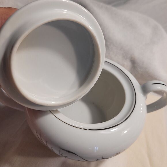 Castlecourt Fine China Sugar Bowl and Creamer - Wheat Harvest -Japan Silver Trim - Picture 7 of 12